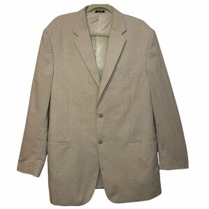 Saddlebred Men’s 46L Beige Cotton Blazer houndstooth Coat – Two Button, Classic